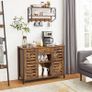 _Sideboard, kitchen cabinet, side cabinet with drawer and lamellar doors, for kitchen, dining room, living room, industrial design, vintage brown-black Image 4