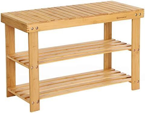 3-Tier Bamboo Shoe Bench, Shoe Rack Storage Organizer, 70 x 28 x 45 cm, ideal for Hallway, Bathroom, Living Room