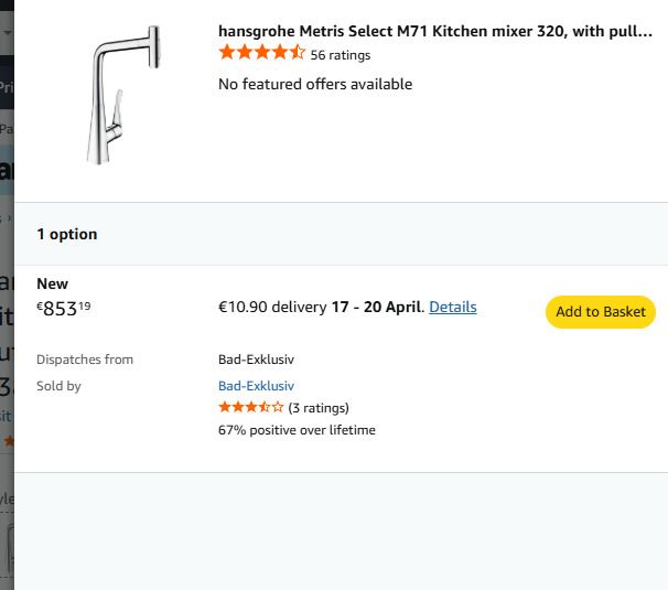 Hansgrohe 73816000 Kitchen Tap, Hose Box, Selectable Swivel Range, Pull-Out Spray, Chrome, Spout height 32 cm