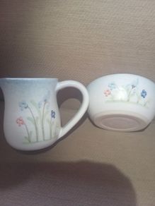 Dunbeacon pottery milk jug and sugar bowl