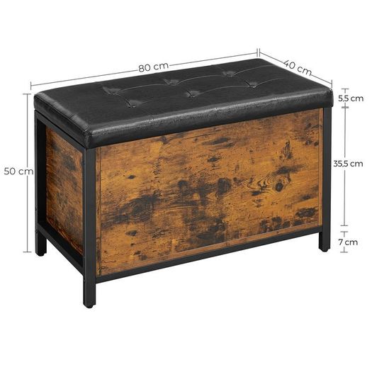 Multifunctional Chest Industrial Style shoe bench, padded shoe organizer with flap, shoe cabinet for 6 pairs of shoes, steel frame, industrial design, vintage