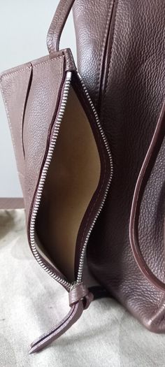 Weekend By MaxMara Falco Chocolate Brown Leather Tote with Pochette