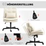 Armless Office Chair with Faux Leather Upholstery, Rolling Desk Chair, Extra Cushion, Height-Adjustable, Mobile, Beige Image 3