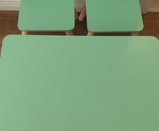 Kids wooden green table and 2 chairs