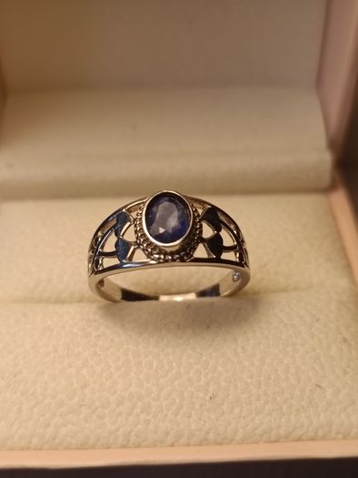 Sterling Silver Natural Sapphire Band Ring