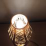 Small  cream macrame clip on lamp shade with fringed bottom edge Image 3