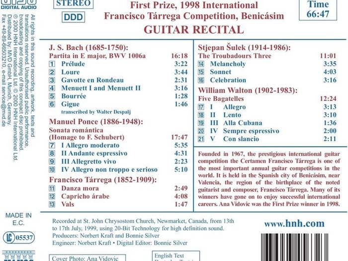 Ana Vidovic. Guitar Recital. CD. Free Postage!