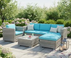 Bora Bora Garden Sofa Set Rattan Outdoor Furniture with Table, Chair & Footstool Patio Garden Furniture