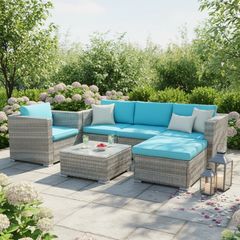Bora Bora Rattan Garden Sofa Set with Table & Foot