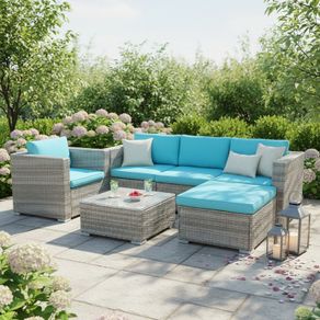 Bora Bora Rattan Garden Sofa Set with Table & Foot