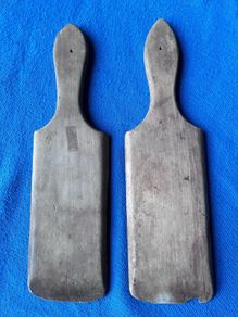 Pair of antique ribbed butter pats
