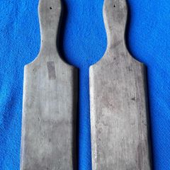 Pair of antique ribbed butter pats