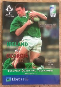 Very Rare 1998 Ireland v Georgia - Rugby World Cup Qualifier Programme
