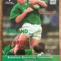Very Rare 1998 Ireland v Georgia - Rugby World Cup Qualifier Programme