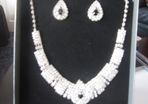 Silver Crystal Bride's Neck Piece and Earrings