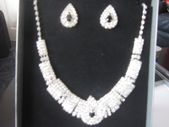 Silver Crystal Bride's Neck Piece and Earrings