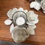 Enamel / Steel Shabby Chic Tea Light Holders ( 2 ) with clear glass inserts and lovely rose design Image 2