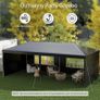 6 x 3 m Gazebo Marquee Party Ten with Side Panels Black Image 4