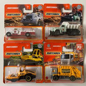 Fire Dasher, Plow Master 6000, Road Roller, Garbage King - Matchbox Cars