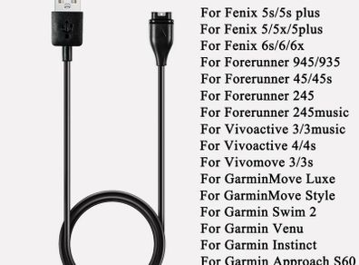 USB Charger Cable For Garmin Fenix 7 5 7X 6 6S 6X Forerunner 935 Vivoactive 3 4