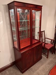 Mahogany Display Cabinet with Glass Shelves & Internal Lighting