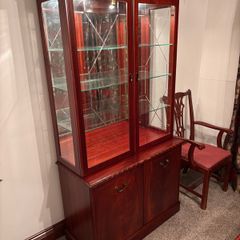 Mahogany Display Cabinet with Glass Shelves & Internal Lighting