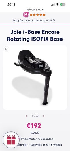 Joie iLevel infant car seat and Joie Encore Base