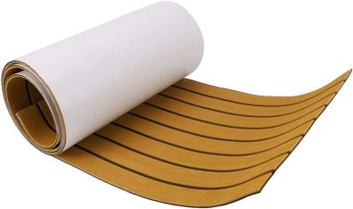 Anti Slip EVA Foam Faux Teak Decking Sheet,Stretchable Boat Teak Decking,DIY Self Adhesive Floor Pad for Fish Boat Yacht RV Flooring Decking, 240 x 45cm