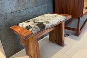solid wood bench with high quality cowhide