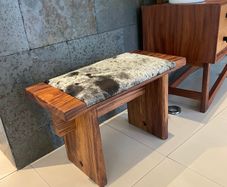 solid wood bench with high quality cowhide