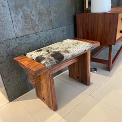 solid wood bench with high quality cowhide