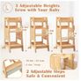 FUNLIO Step stool with Safety Net, Kids Kitchen Step Stool, 3-Level Height Adjustable Toddler Kitchen Stool Helper, Montessori Child Standing Tower for Learning, Easy to Assemble, CE Approved Image 2