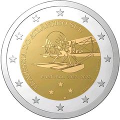 Portugal 2 Euro Commemorative Coin 2022 - 100th Anniversary of the First Crossing of the South Atlantic by Plane. UNCIRCULATED.