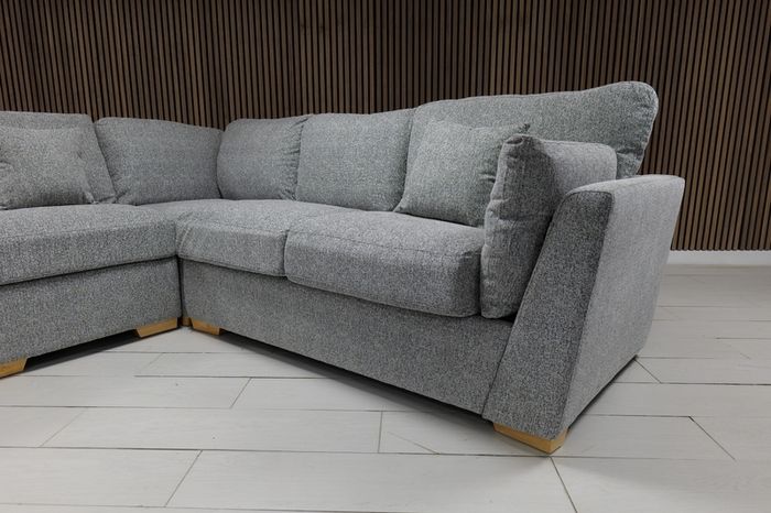 Emme Beige L Shaped Fullback Corner Sofa