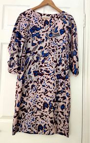 Carolyn Donnelly The Edit - Abstract Animal Print Shift Dress - Size 10- Satin Feel