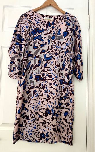 Carolyn Donnelly The Edit - Abstract Animal Print Shift Dress - Size 10- Satin Feel
