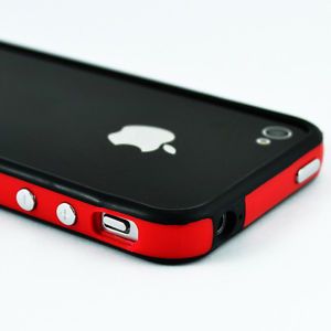 iPhone 4/ 4S Bumper Case Hard Plastic Rubber with Metal Buttons with Free Screen Protector