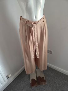 Never Worn. Lightweight Tan Trousers with Elasticated back from ONE. Size 8-10.