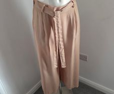 Never Worn. Lightweight Tan Trousers with Elasticated back from ONE. Size 8-10.