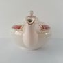 Vintage Wood & Sons Teapot bone china red and gold filigree Made in England Image 2