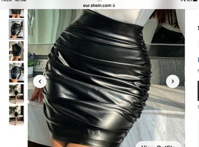 Ruched PU Bodycon Skirt black size M
