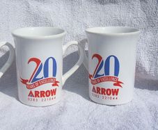 ARROW (UK chemicals company) - a pair of 20 Years of Excellence commemorative mugs by Coloroll (1988)