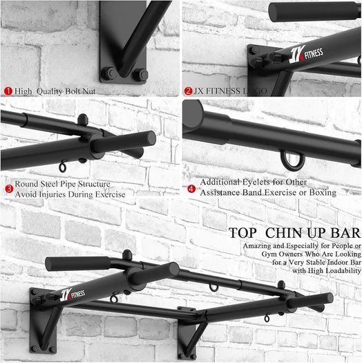 Pull Up Bar Wall Mounted Chin Up Bar Home Gym Punch Bag and TRX Training Hook Exercise Bracket Upper Body Workout Bar