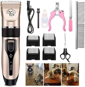 SALE | Dog Clippers, Rechargeable Low Noise Cordless Pet Clippers, with 4 Guide Combs and Cleaning Brush Nail Kits