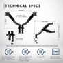 Dual Monitor Arm Desk Mount for 19 to 32 Inch Screens - VESA 75 & 100mm Stand Desk Clamp - Tool Free Height Adjustment with Tilt Swivel Rotate - Increased Load Capacity from 2-9kg (MX400) Image 2