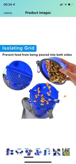 Portable Pet Water Bottle and Food Container for Travel 2-in-1 Dual Chamber Bottle with 2 Collapsible Bowls Dogs Cats Feeder Water Food Bottle Outdoor Travel