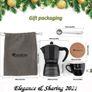 Rainbean Striped Black Stove Top Pot Espresso Maker 300 ml / 6 Cup Moka Gift Set with 2 Cups Image 7
