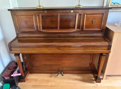 Antique John Broadwood & Sons Upright Piano, Edwardian, Inlaid Mahogany