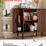 Coffee Bar Cabinet, Mid Century Fluted Coffee Bar Table, Buffet Stand Cabinet with 2 Sliding Doors Image 6