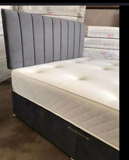 New Stylish Double 4ft, 4ft6, King 5ft And 6ft Superking Sizes Divan Beds Instock. Drawers And Optional Tufted Mattresses Available. Free Delivery